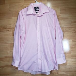Stafford Fitted Easy-Care Dress Shirt 15.5/32 Pink Floral Pattern Medium